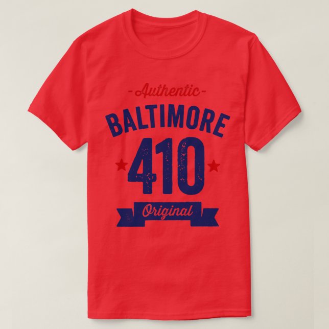 Camiseta Código de área 410 auténtico de Baltimore (Diseño del anverso)