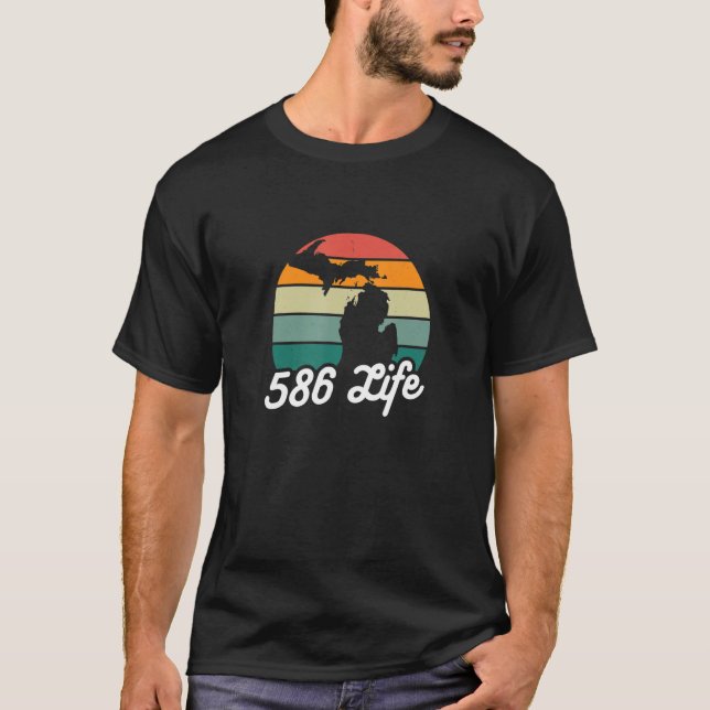 Camiseta Código de área 586 Warren Retro Michigan Hombres M (Anverso)