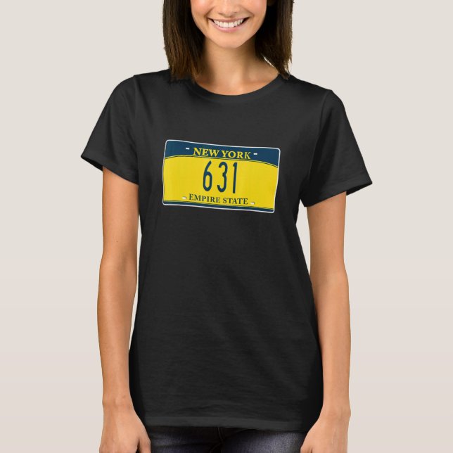 Camiseta Código de área 631 Long Island NY Nueva York Placa (Anverso)