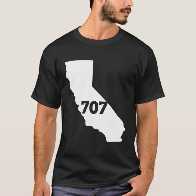 Camiseta Código de área 707 de California (Anverso)