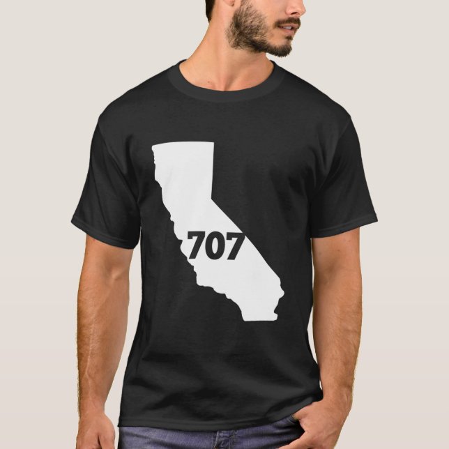 Camiseta Código de área 707 de California (Anverso)