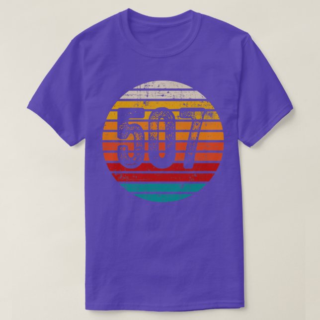Camiseta Código de área de atardecer de época 507 con probl (Diseño del anverso)