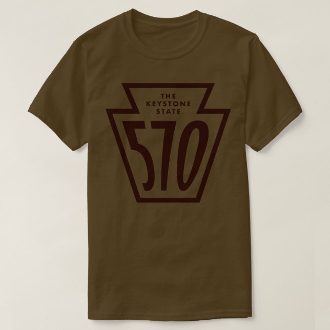 Camiseta Código de área de clave de Pennsylvania 570 Brown (Diseño del anverso)