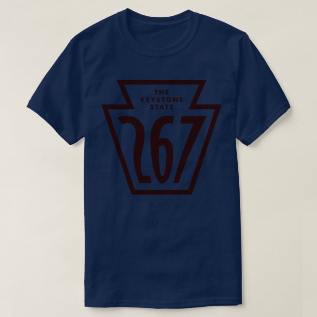Camiseta Código de área de clave Pennsylvania 267 Brown (Diseño del anverso)