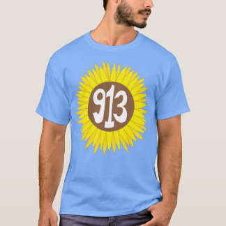 Camiseta Código de área de girasol de Kansas de mano 913