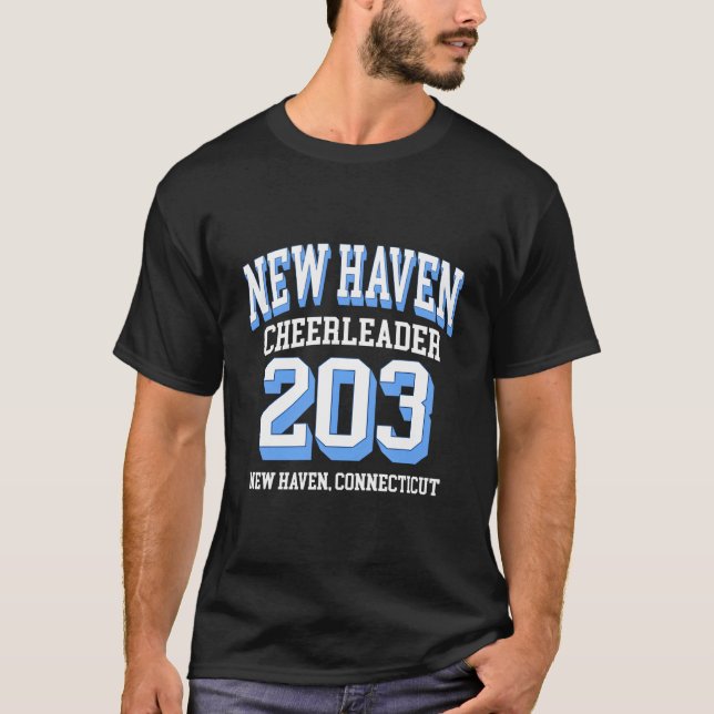 Camiseta Código de Área de New Haven 203 para Porristas (Anverso)