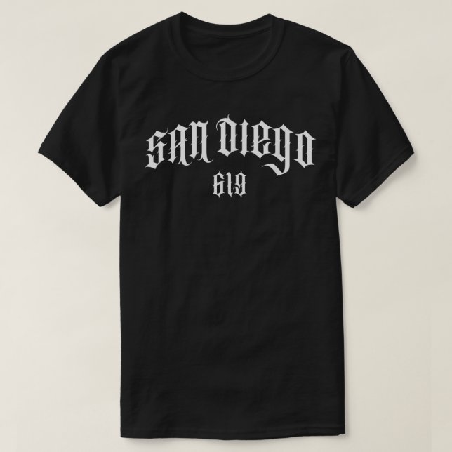 Camiseta Código de área de San Diego 619 guión chicano (Diseño del anverso)