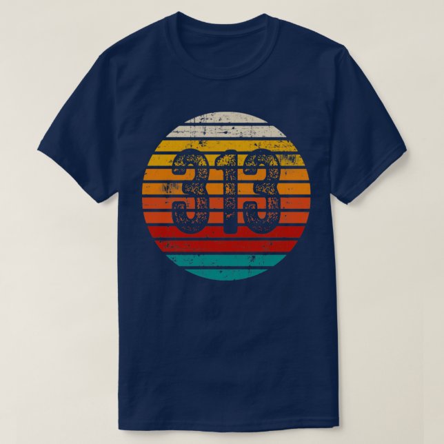 Camiseta Código de área Vintage 313 con problemas (Diseño del anverso)