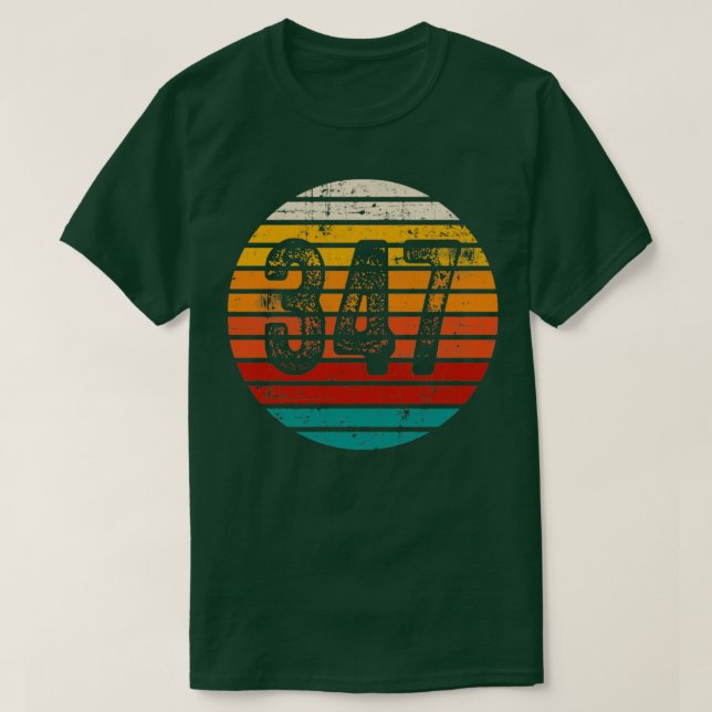 Camiseta Código de área Vintage 347 con problemas (Diseño del anverso)