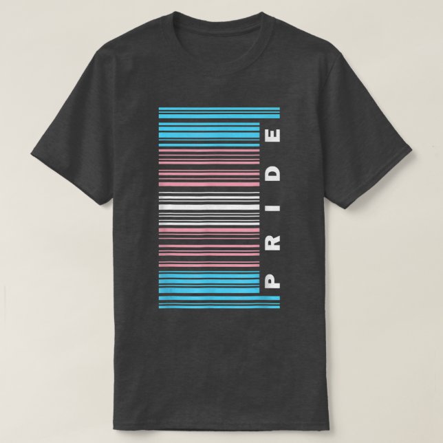 Camiseta Código de barras de la bandera del orgullo transgé (Diseño del anverso)