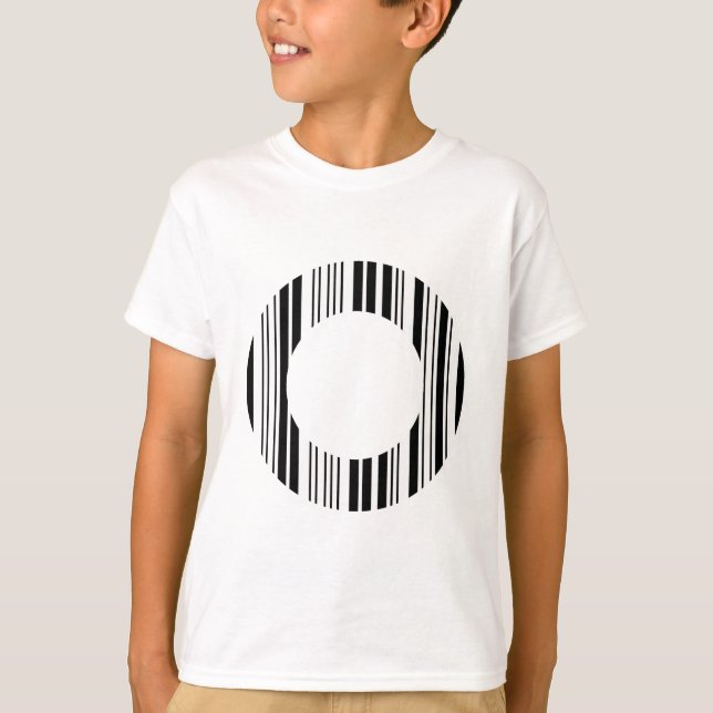 Camiseta CÓDIGO DE BARRAS DE LA LETRA O Patrón de código de (Anverso)