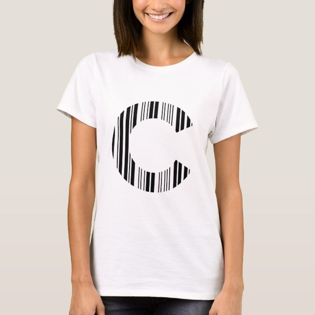 Camiseta CÓDIGO DE BARRAS DE LETRA C Patrón de código de ba (Anverso)