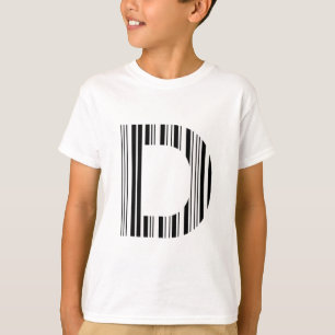 Camiseta CÓDIGO DE BARRAS DE LETRA D Patrón de código de ba