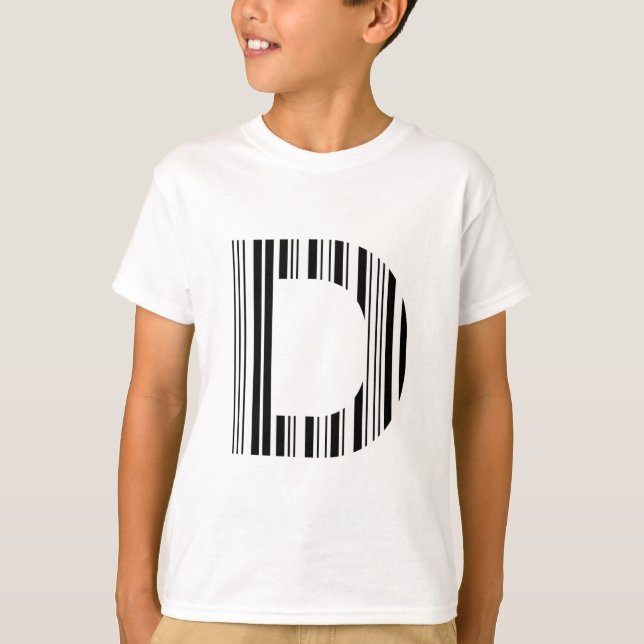 Camiseta CÓDIGO DE BARRAS DE LETRA D Patrón de código de ba (Anverso)