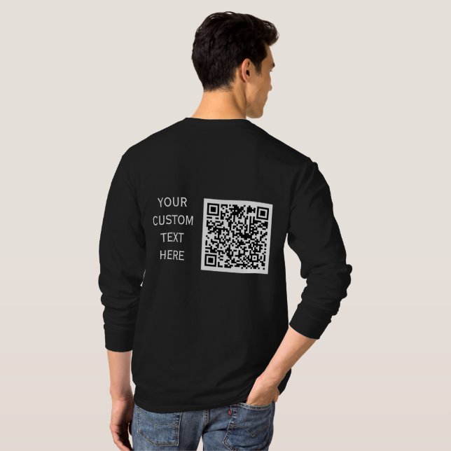 Camiseta Código de barras de texto personalizado de negocio (Reverso completo)