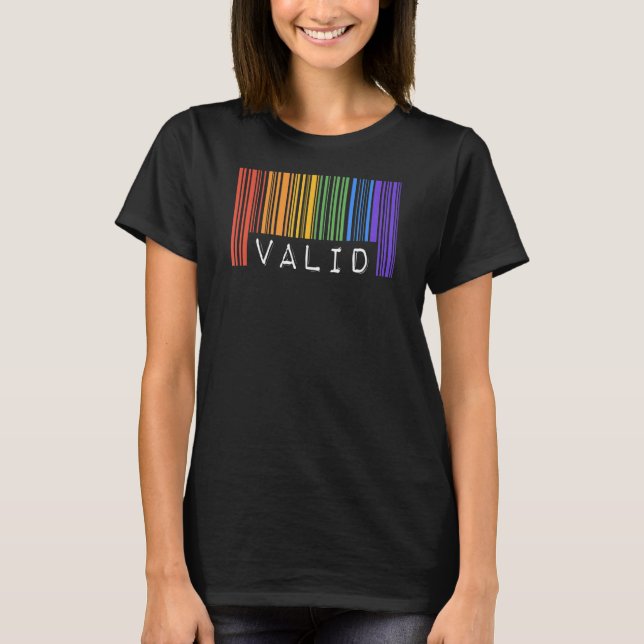 Camiseta Código De Barras Gay Válido Lgbtq Ally Orgullo Arc (Anverso)