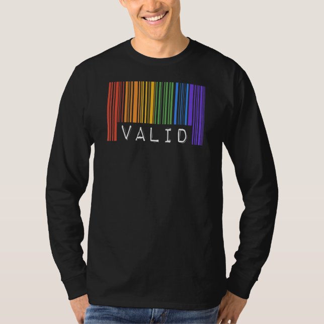 Camiseta Código De Barras Gay Válido Lgbtq Ally Orgullo Arc (Anverso)