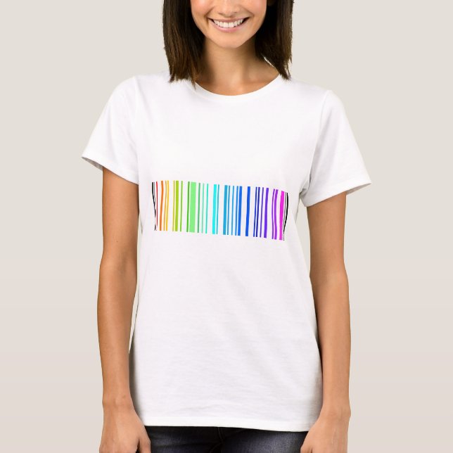 Camiseta Código de barras lesbiano del arco iris (Anverso)