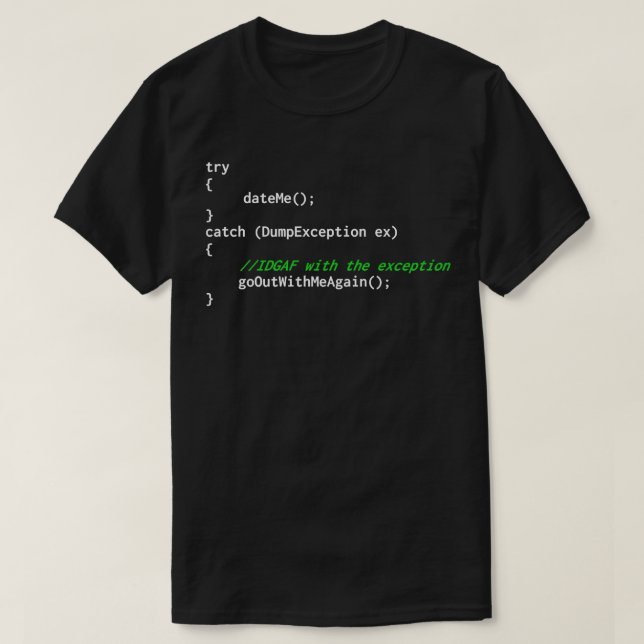 Camiseta Código de excepción de programador (Diseño del anverso)