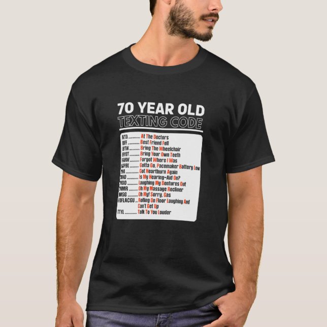 Camiseta Código de mensajes de texto para adultos mayores d (Anverso)