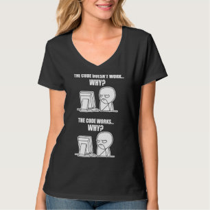 Camiseta Código de programador funciona por qué meme