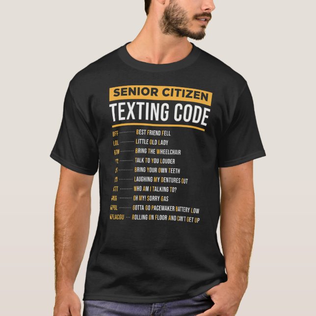 Camiseta Código de texto para abuelo de la anciana ciudadan (Anverso)