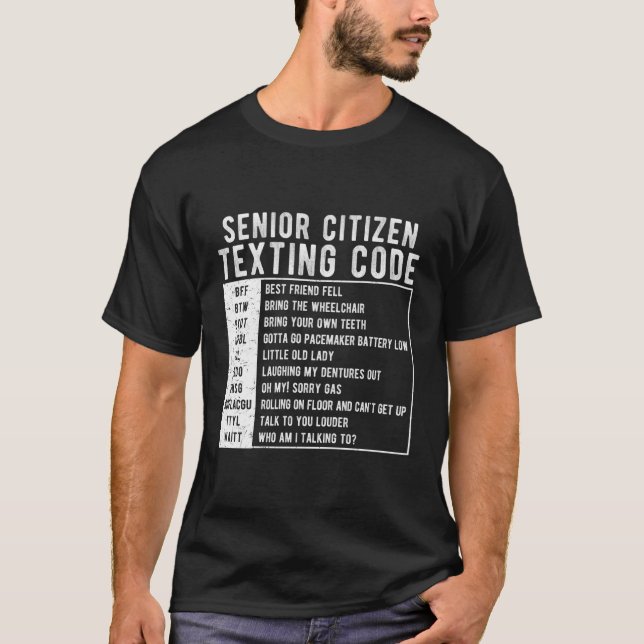 Camiseta Código de texto para adultos mayores (Anverso)
