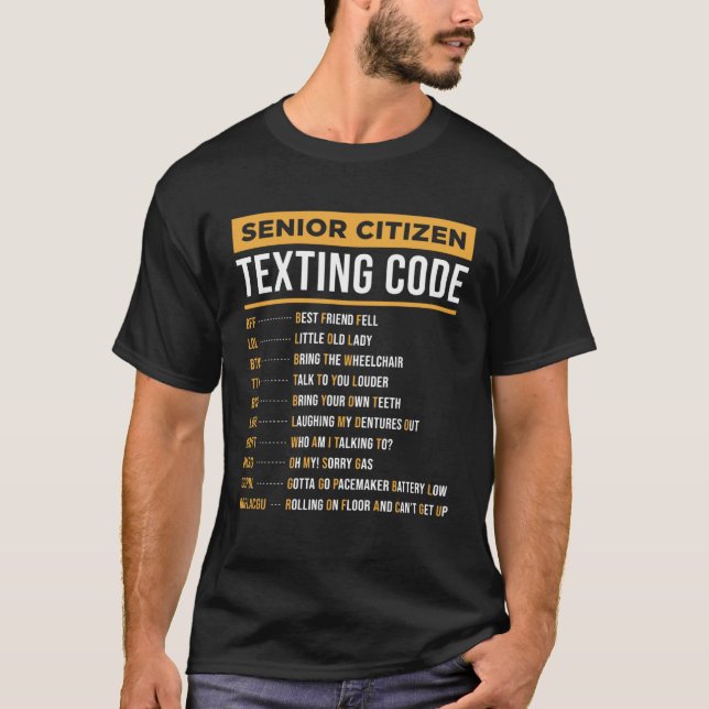 Camiseta Código de texto para adultos mayores (Anverso)