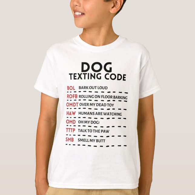 Camiseta Código de texto para perros (Anverso)