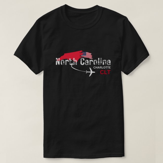 Camiseta Código del Aeropuerto CLT de Carolina del Norte (Diseño del anverso)
