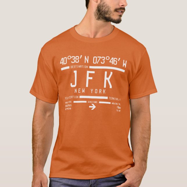 Camiseta Código del Aeropuerto Internacional JFK de Nueva Y (Anverso)