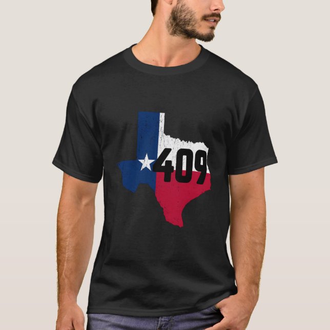 Camiseta Código del área Galveston 409 Número de teléfono T (Anverso)