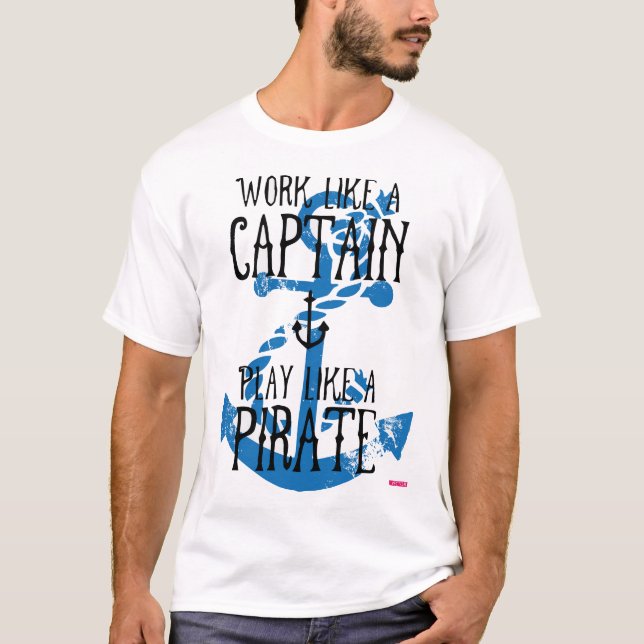 Camiseta Código del capitán - Trabajar duro, jugar té salva (Anverso)