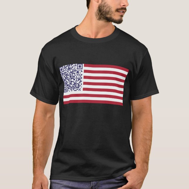Camiseta Código del himno nacional QR de la bandera (Anverso)