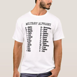 Camiseta Código Fonético Alphabet Militar, Alpha Bravo...