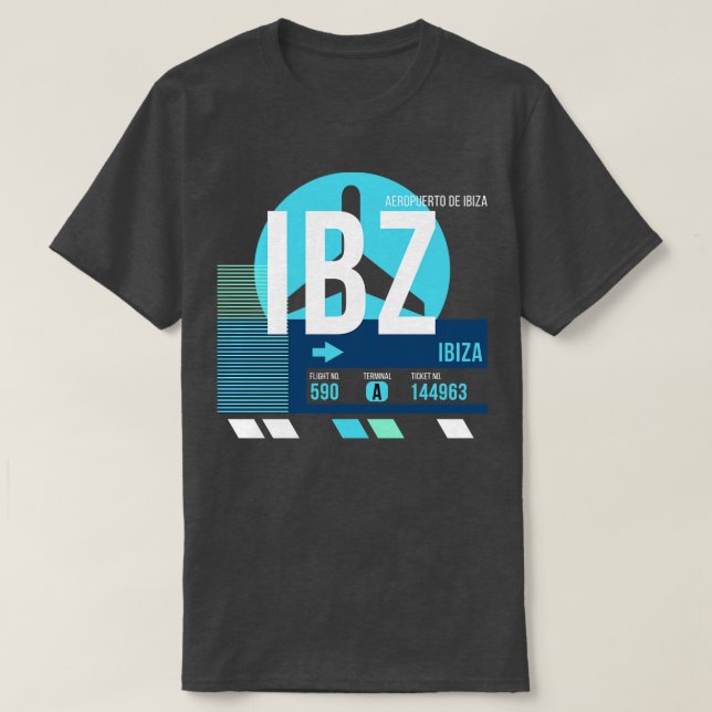 Camiseta Código IBZ de aeropuerto de Ibiza Etiqueta de equi (Diseño del anverso)