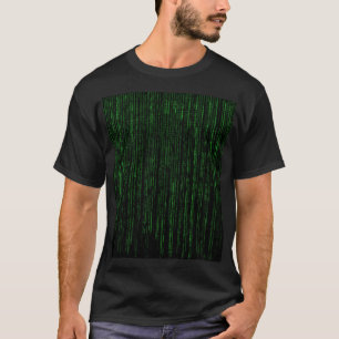 Camiseta código matricial, código binario verde, lluvia mat