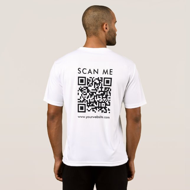 Camiseta Código QR corporativo de negocios Escáneme Mentes  (Reverso completo)