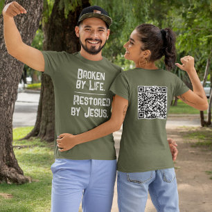 Camiseta Código QR de Escritura Rota por la Vida Restaurada