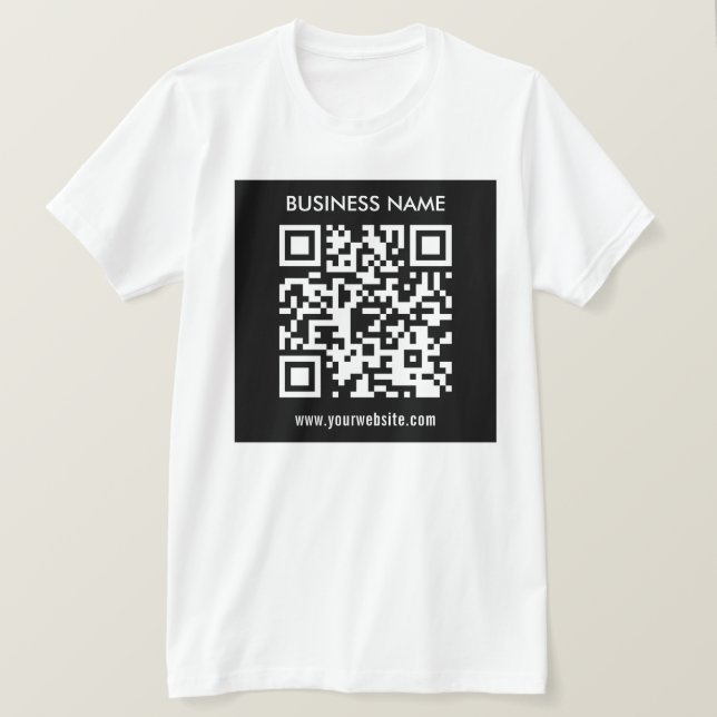 Camiseta Código QR editable (generado al instante) | Negro (Anverso del diseño)