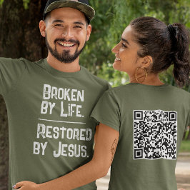 Camiseta Código QR Escritura Rota Por La Vida Restaurada Po