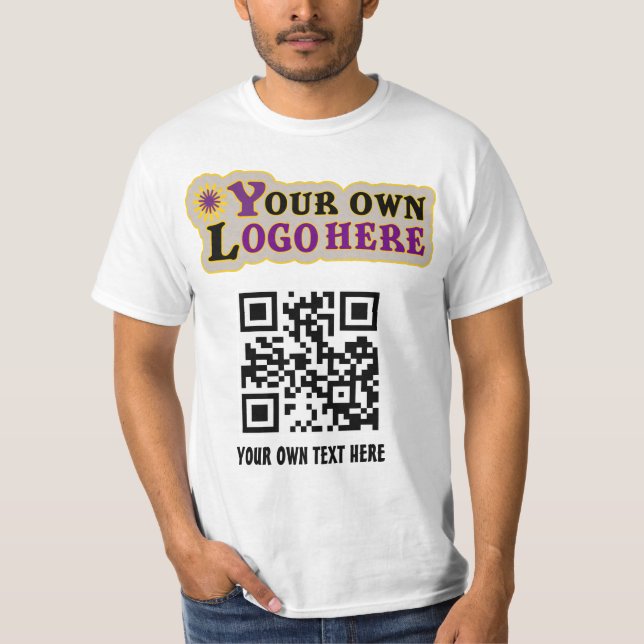 Camiseta código QR promocional y logotipo del personalizado (Anverso)