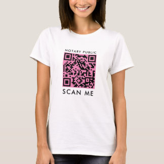 Camiseta Código QR rosa y negro del Notario Público 'Escané