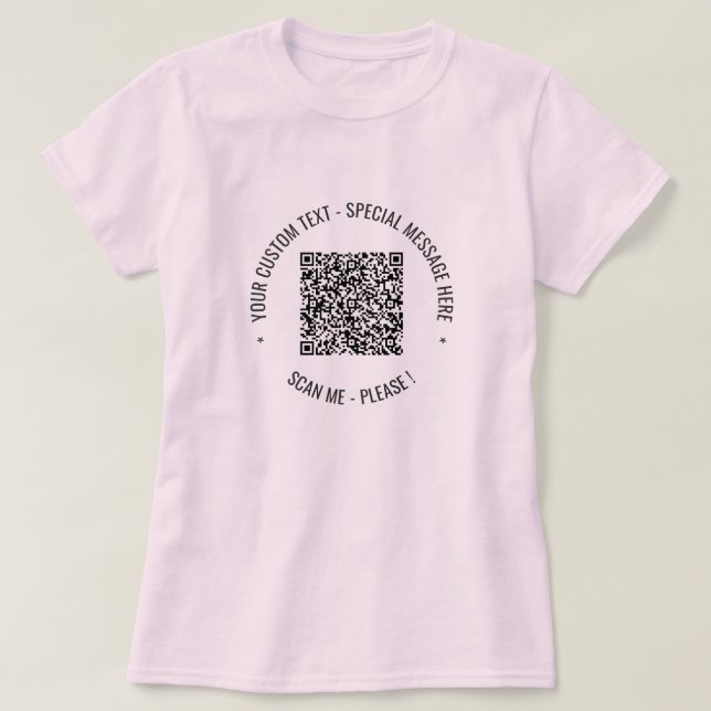 Camiseta Código QR Su mensaje de texto especial regalo de c (Diseño del anverso)
