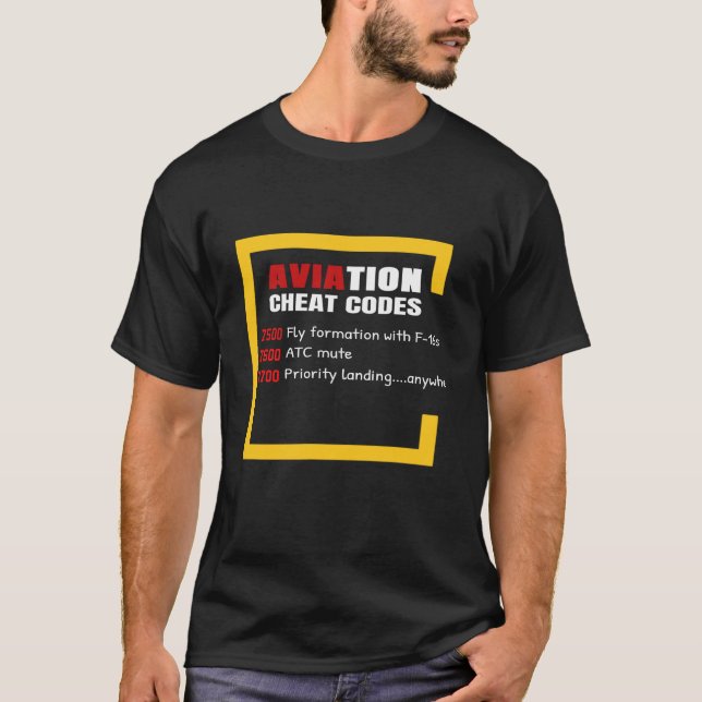 Camiseta Códigos de Cheat de aviación divertidos para avion (Anverso)