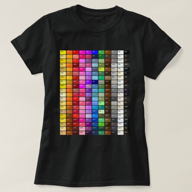 Camiseta Códigos hexadecimales de gráfico de color (Diseño del anverso)