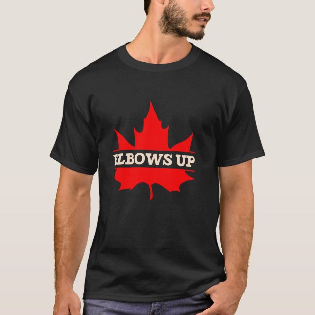 Camiseta Codos Arriba Arce Canadiense Plomo Canadá Fuerte (Anverso)