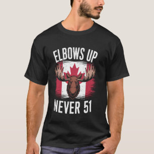 Camiseta Codos Arriba Bandera de Canadá Nunca 51 Orgulloso