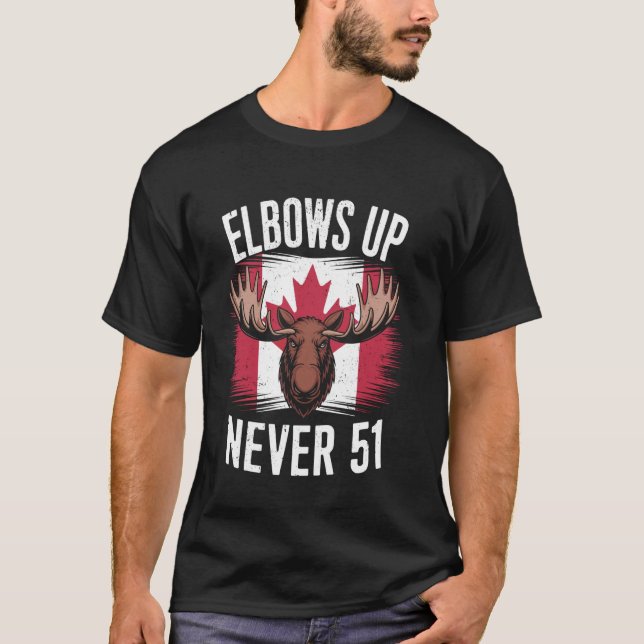 Camiseta Codos Arriba Bandera de Canadá Nunca 51 Orgulloso  (Anverso)
