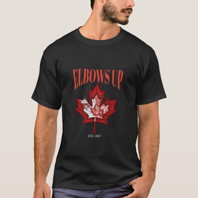 Camiseta Codos Arriba Canadá Establecido en 1867 Orgulloso  (Anverso)
